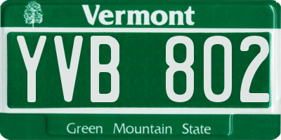 VT license plate YVB802