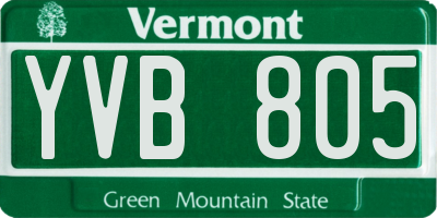 VT license plate YVB805