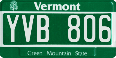 VT license plate YVB806