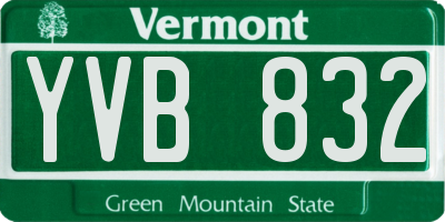 VT license plate YVB832