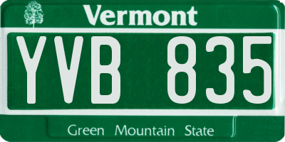 VT license plate YVB835