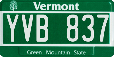 VT license plate YVB837
