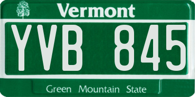 VT license plate YVB845