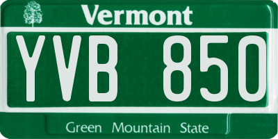 VT license plate YVB850
