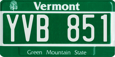 VT license plate YVB851
