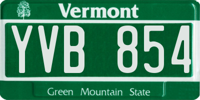 VT license plate YVB854