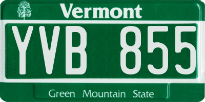 VT license plate YVB855