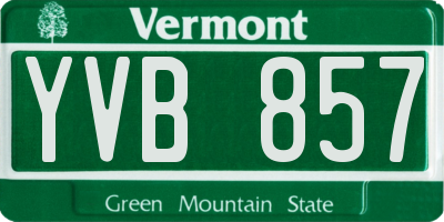 VT license plate YVB857