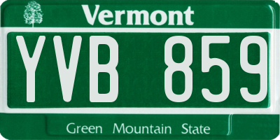 VT license plate YVB859