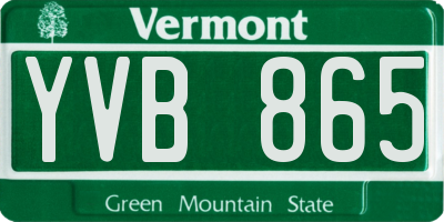 VT license plate YVB865
