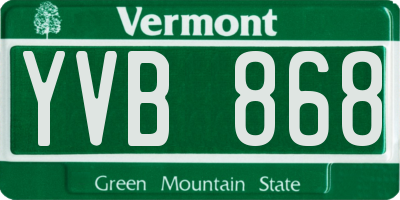 VT license plate YVB868