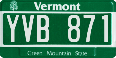 VT license plate YVB871