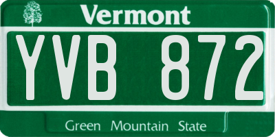 VT license plate YVB872