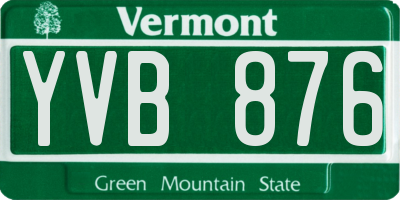 VT license plate YVB876
