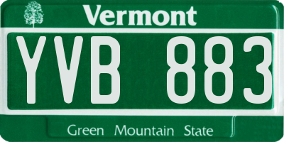 VT license plate YVB883