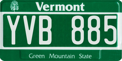 VT license plate YVB885