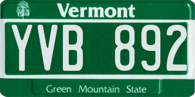 VT license plate YVB892