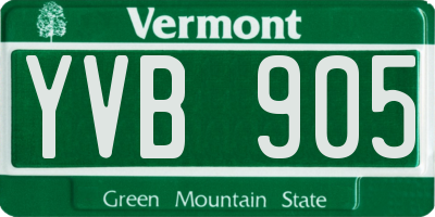 VT license plate YVB905