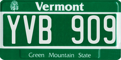 VT license plate YVB909