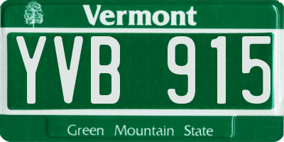 VT license plate YVB915