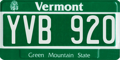 VT license plate YVB920