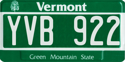 VT license plate YVB922