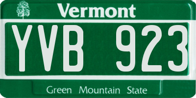 VT license plate YVB923