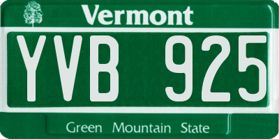 VT license plate YVB925