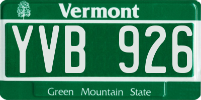 VT license plate YVB926