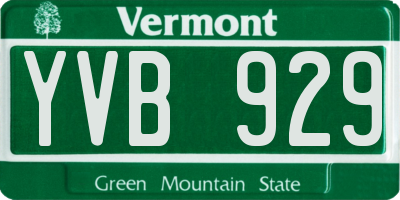 VT license plate YVB929