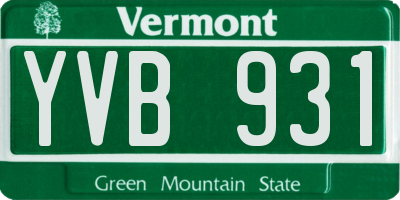 VT license plate YVB931