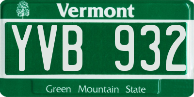 VT license plate YVB932