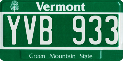 VT license plate YVB933