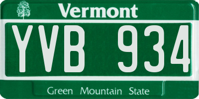 VT license plate YVB934