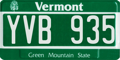 VT license plate YVB935