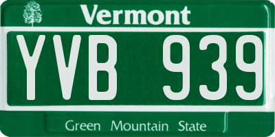 VT license plate YVB939