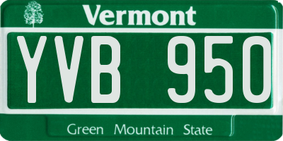 VT license plate YVB950