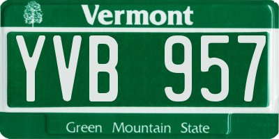 VT license plate YVB957