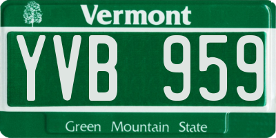 VT license plate YVB959