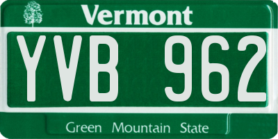 VT license plate YVB962