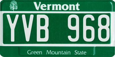VT license plate YVB968