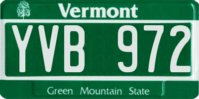 VT license plate YVB972