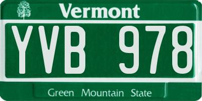 VT license plate YVB978