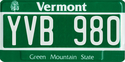 VT license plate YVB980