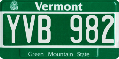VT license plate YVB982