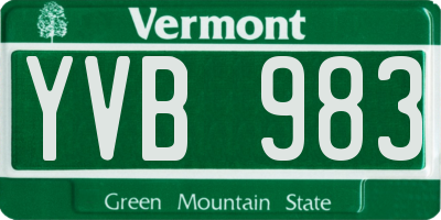 VT license plate YVB983