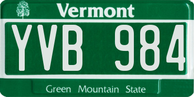 VT license plate YVB984