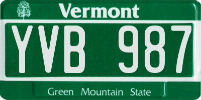 VT license plate YVB987