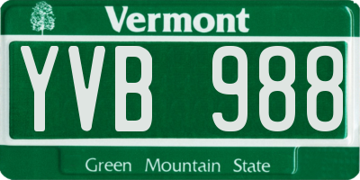 VT license plate YVB988