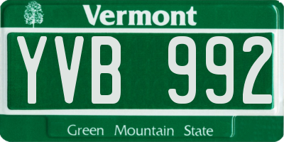 VT license plate YVB992